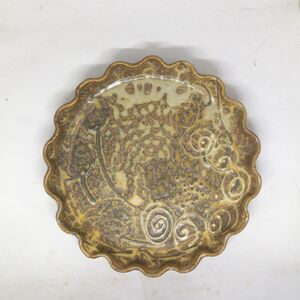 Vtg Signed Yusuf Etudaiye Studio Pottery Pie Tart Pan-Scallop Edges-1994-Nigeria